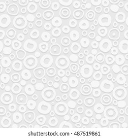 Abstract background with white 3d doodle circles. Seamless hand drawn pattern. Vector illustration 