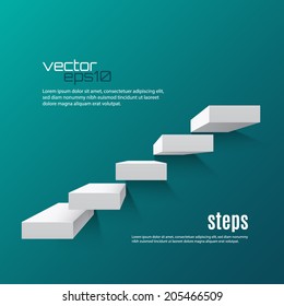 Abstract background with white 3d stairs . Steps. Vector illustration