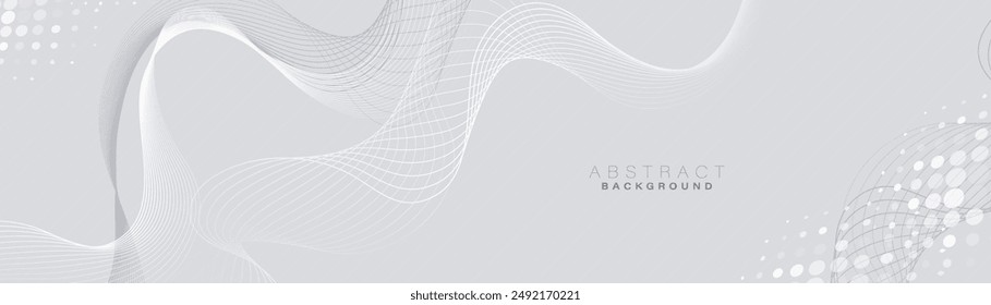 Abstract background with white and black geometric wavy lines. Modern futuristic digital high-technology concept. Vector illustration