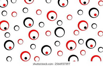 Abstract background in white with black and red circle motif