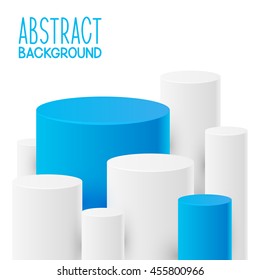 Abstract background with white and blue cylinders