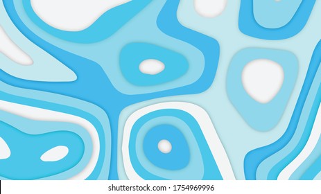 Abstrakter Hintergrund, weiß und blau, mit Formen der Papierkunst mit 3D-Formen und Formen aus Papier. Vektor EPS10 Illustrations-Design-Layout für Flyer oder Plakate.