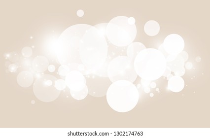 Abstract background with white bokeh effect. Template of lights for greeting, invitation card, banner and poster to celebrate on holiday season in vector illustration