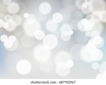 Abstract background with white bokeh effect.Template of blurred defocused lights in spring color for greeting, invitation card, banner and poster to celebrate on holiday season in vector illustration.