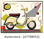Abstract   background , white  brown expressionism art style ,scooter
