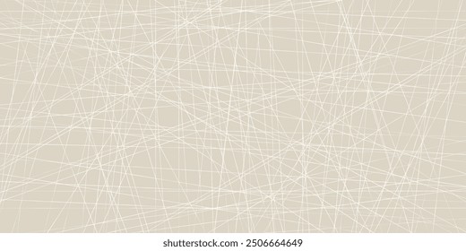 Abstract background of white chaotic lines on a beige background for wallpaper and design.