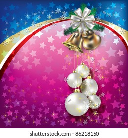Abstract background with white Christmas decorations and bells