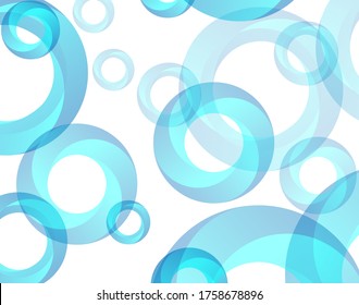 Abstract Background with White Circles and Blue Frames. Geometric Vector Bubbles
