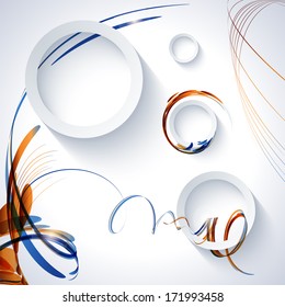 Abstract background with white circles and colored lines