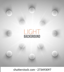 Abstract background with white circles with light and shadow. Vector illustration