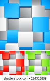 Abstract background with white and color cubes.