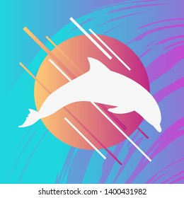 abstract background with white dolphin. vector illustration.