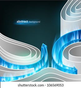 Abstract background of white elements with bright burning arrows