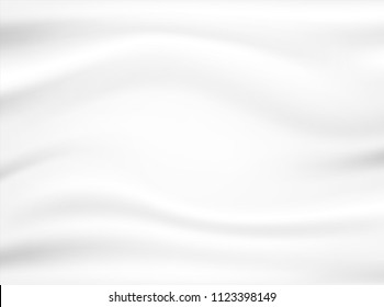 Abstract background . White fabric wavy folds of grunge silk or satin .light and shadow . with copy space .Vector.