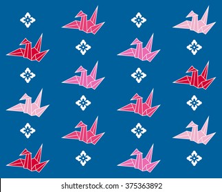 Abstract background, white flower and colorful bird on blue background EPS10 file graphics for design