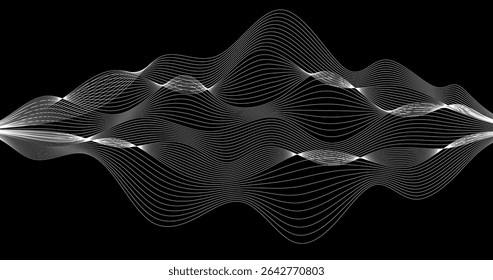 Fundo abstrato com ondas dinâmicas de grade de Geografia branca. Ilustração vetorial