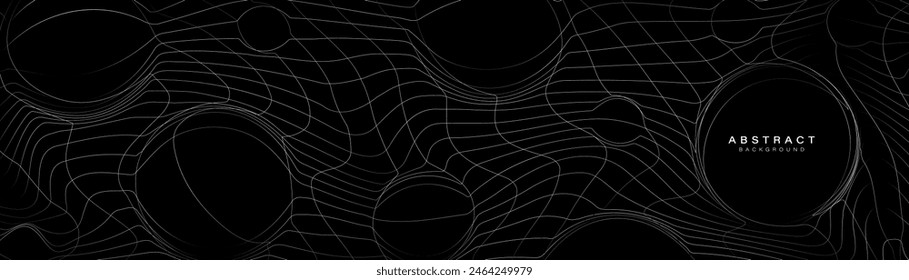 Abstract background with white geometric circle lines background. Futuristic digital hi-technology banner. Vector illustration