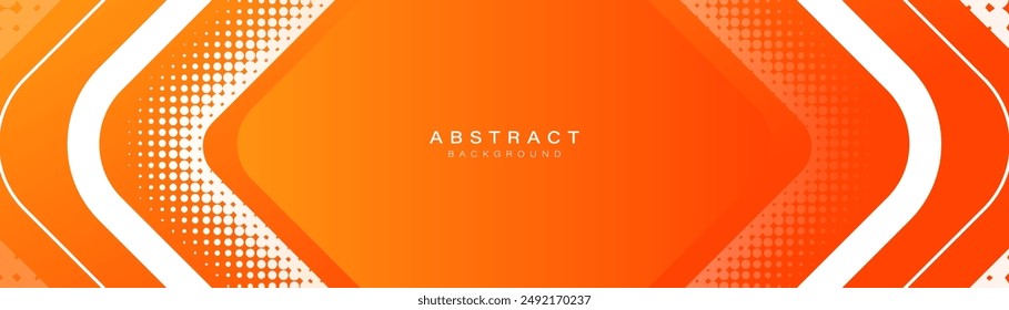 Abstract background with white geometric lines on an orange background. Modern minimal trendy lines pattern horizontal. Vector illustration