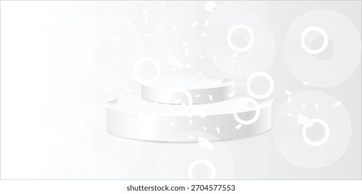 Abstrakter Hintergrund Weiße geometrische Überlappungsschicht auf hellem Raum mit Linien Effekt Dekoration. Modernes Grafikdesign.