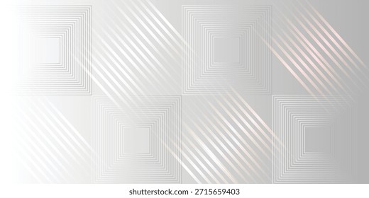 Fondo Abstractas Capa de superposición geométrica blanca en espacio brillante con decoración de efecto de líneas. Cuadrados de elementos de Diseño gráfico modernos