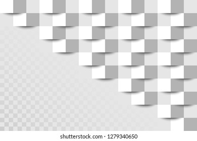 Abstract background. White geometric texture. Square pattern. 3d paper cover book. Vector illustration. Cover design.