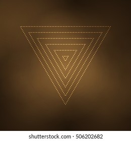 Abstract background with white glowing objects. Geometric triangle sacred objects. Vector illustration