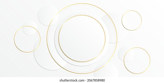 Abstract background with white and gold circle shapes