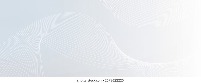 Abstract background with white and gray colors. The background features smooth, flowing lines creating a soft, modern texture. Gradient wave background vector. Silver background.