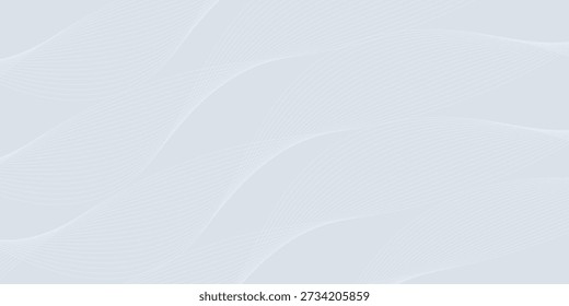 Fondo Abstractas con colores blancos y grises. El fondo presenta líneas suaves y fluidas que crean una textura suave y moderna. Vector de fondo de onda de degradado. Fondo de plata.