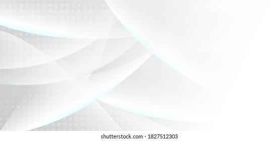 Abstract background white and gray curve circle with haltone. Technology concept. Vector illustration