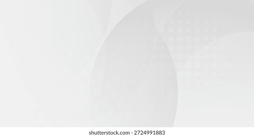 Fondo Abstractas blanco y círculo curva gris con haltone. Ilustración vectorial