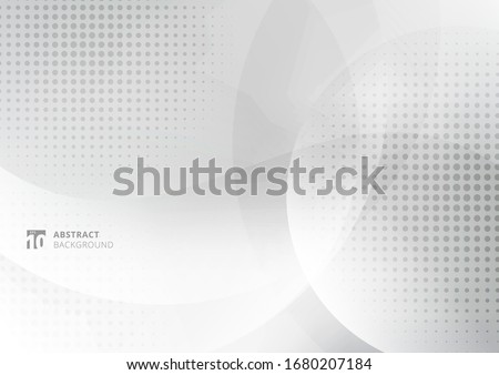 Abstract background white and gray curve circle with haltone. Vector illustration