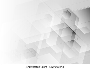 Resumen de fondo hexágono blanco y gris con línea diagonal, concepto digital de tecnología. Ilustración del vector