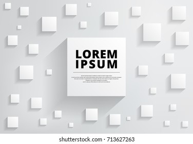 Abstract background white and gray modern square with shadow for copy space. Creative design. Vector illustration