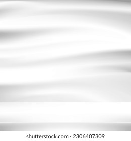 Resumen de fondo blanco y gris. Fondo de tela suave de satén blanco y gris. fondo de textura abstracta en blanco y gris y espacio de copia para el diseño web. Ilustración vectorial.