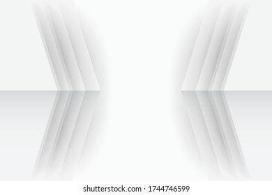 Abstrakter Hintergrund in Weiß- und Grautönen, geometrische Formen auf weißem Hintergrund, Einfachheit konzeptuell, Vektorbild