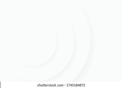 Abstract background in white and gray shades,  circle shapes with shadow on white background, simplicity conceptual, vector image