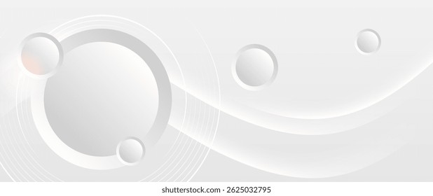 An abstract background in white and gray tones, consisting of lines and circles of various sizes arranged in curved and horizontal lines, giving the image a light and clean feel.
