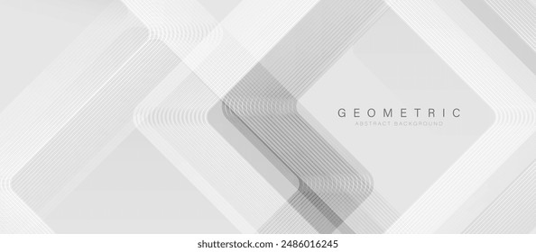 Abstract background with white and grey geometric triangle lines. Modern minimal trendy lines pattern horizontal. Vector illustration