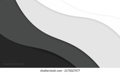 Abstract background white grey wave, papercut. Vector illustration