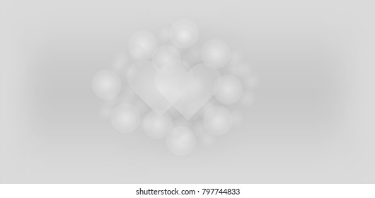 Abstract background with white hearts white bokeh.