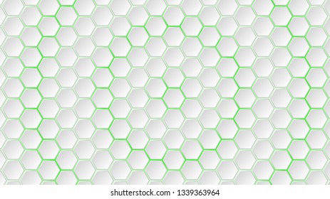 Abstract background of white hexagon tiles with green gaps between them