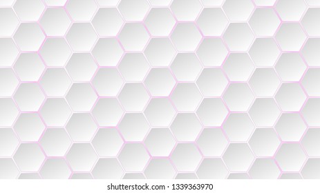 Abstract background of white hexagon tiles with purple gaps between them