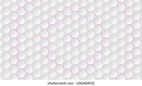 Abstract background of white hexagon tiles with purple gaps between them