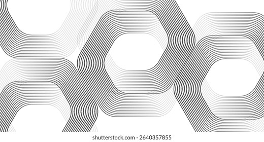 Abstract background of white hexagons overlapping layers on bright space with line effect decoration.