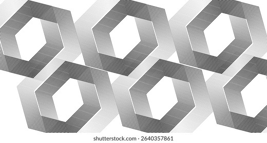 Abstract background of white hexagons overlapping layers on bright space with line effect decoration. Circle style concept modern graphic design element for banner, flyer, card. vector