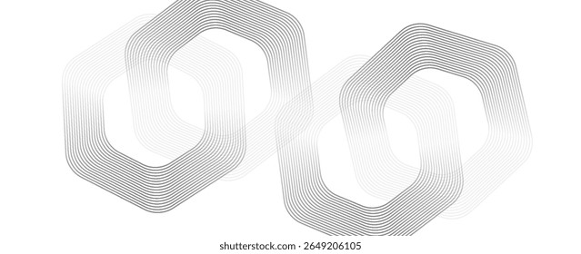 Fundo abstrato de hexágonos brancos sobrepondo camadas no espaço brilhante com decoração de efeito de linha. Conceito de estilo de círculo elemento de design gráfico moderno para banner, folheto, cartão. vetor