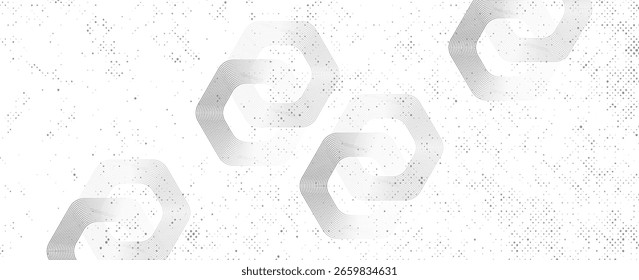 Fondo Abstractas de hexágonos blancos superpuestos en el espacio brillante con decoración de efecto de línea. Elemento de Diseño gráfico moderno del concepto del estilo del círculo para el Anuncio, volante, tarjeta, Ilustración vectorial.