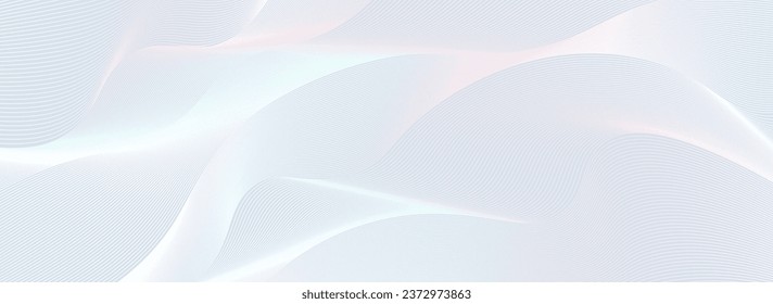 Abstract background with white holographic line pattern in luxury pastel colors. Premium horizontal vector design template for business banner, prestigious voucher, wedding invitation.