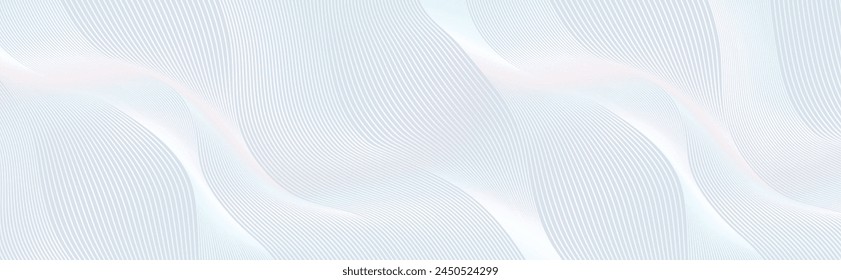 Abstract background with white holographic line pattern in luxury pastel colors. Premium horizontal vector design template for business banner, prestigious voucher, wedding invitation.